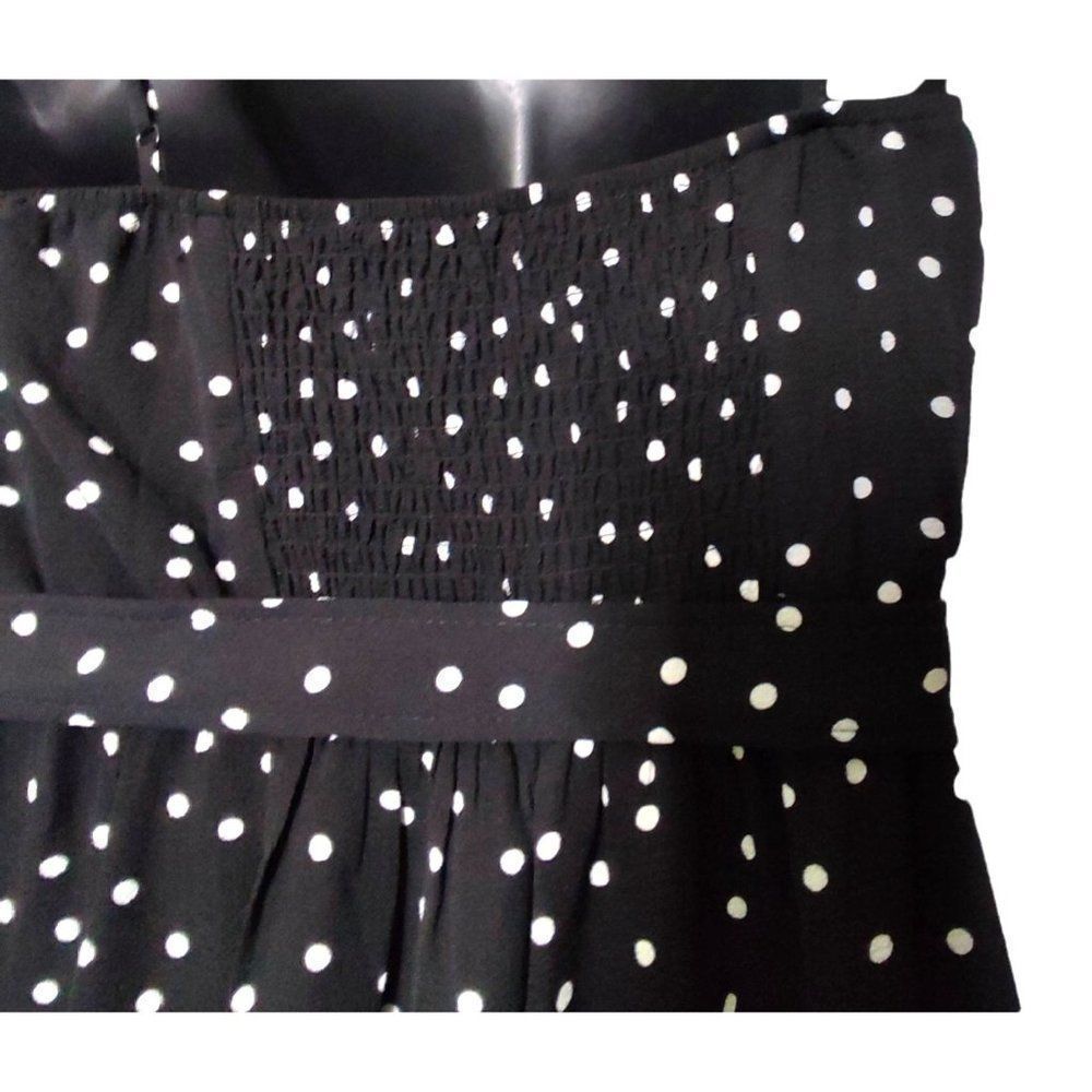 Trixxi Polka Dot Sleeveless Adjustable Straps Belted Jumpsuit Black White XL - Picture 5 of 10